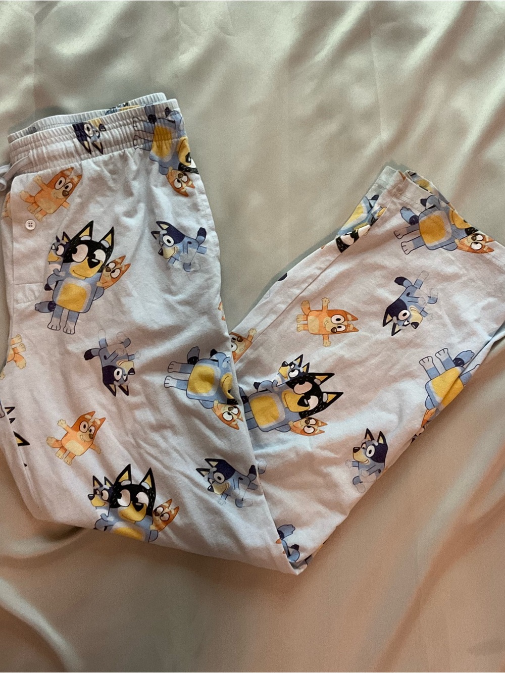 Men’s Light Blue Cartoon Dog Pajama Pants